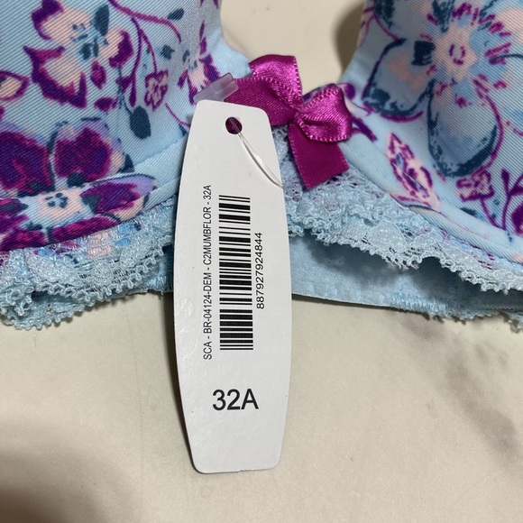 Adore Me Light Blue Floral Print Wire Bra 34B - Picture 6 of 9